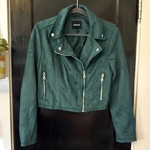 Express Cropped Faux Suede Moto Jacket